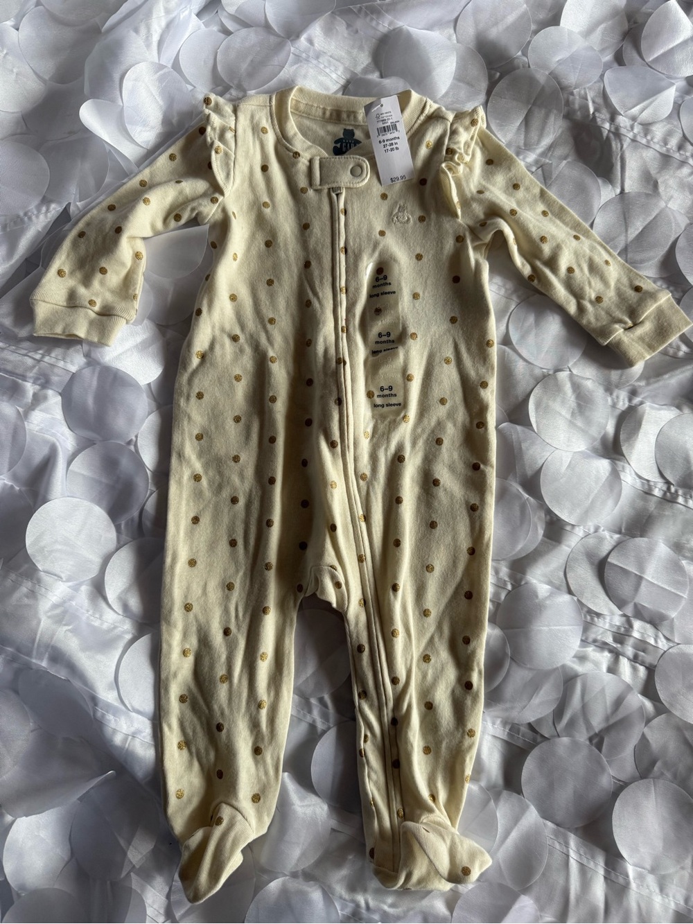 GAP Cream Footed One-Piece with Gold Polka Dots